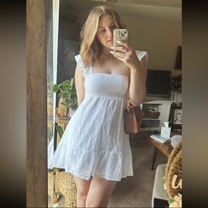 Hollister White Cutout Tie Back Dress with Dainty Embroidery Print Womens Size M